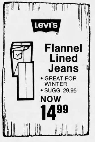 Vintage 1980s Winter Levi’s Jeans 80s Dark Denim Red Flannel Lining Cuff 27"x32" - Picture 20 of 24