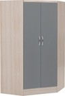 Nevada 2 Door Corner Wardrobe Bedroom Corner Wardrobes In Grey Gloss/Light Oak