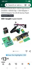 EEPROM BIOS USB Programmer CH341A + SOIC8 Clip + 1.8V Adapter + SOIC8 Adapter...