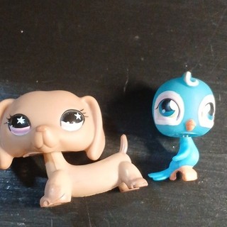Littlest Pet Shop LPS Dachshund & Blue Bird Figures Lot of 2 see Pics