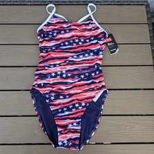 TYR Durafast Women's Americana Red/white/blue Cutoutfit Swimsuit SZ 30 New