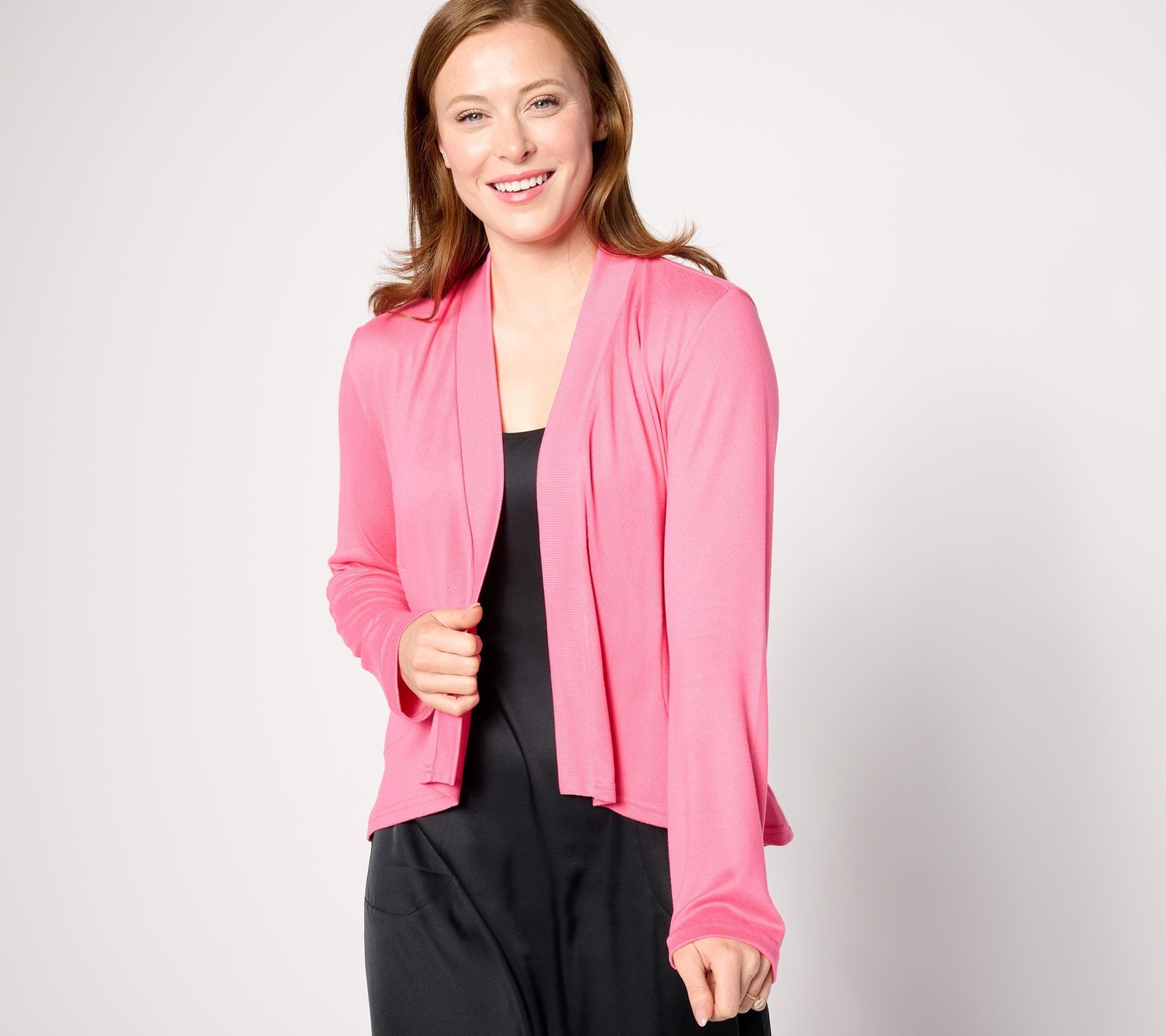 MUK LUKS Women's Top Sweater Sz XL Butterknit Short Cardigan Pink A632296