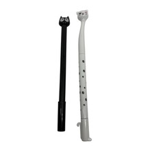 2 Kawaii Cat Pens 0.5mm Black Ink White and Black Novelty GP-269
