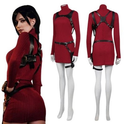 Resident Evil 4 Remake Ada Wong Cosplay Kostüm Halloween Party Kleid Anzüge/Perücke