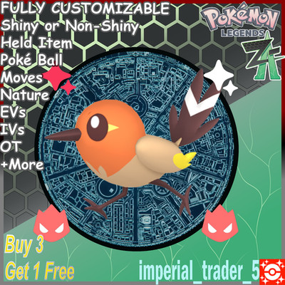 Pokémon Legends Z-A   Alpha Shiny Fletchling   Best 6IV Customizable