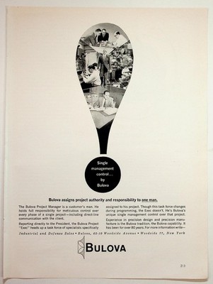 Bulova Vintage Magazine Ad Project Management Industrial Defense Sales 1950s