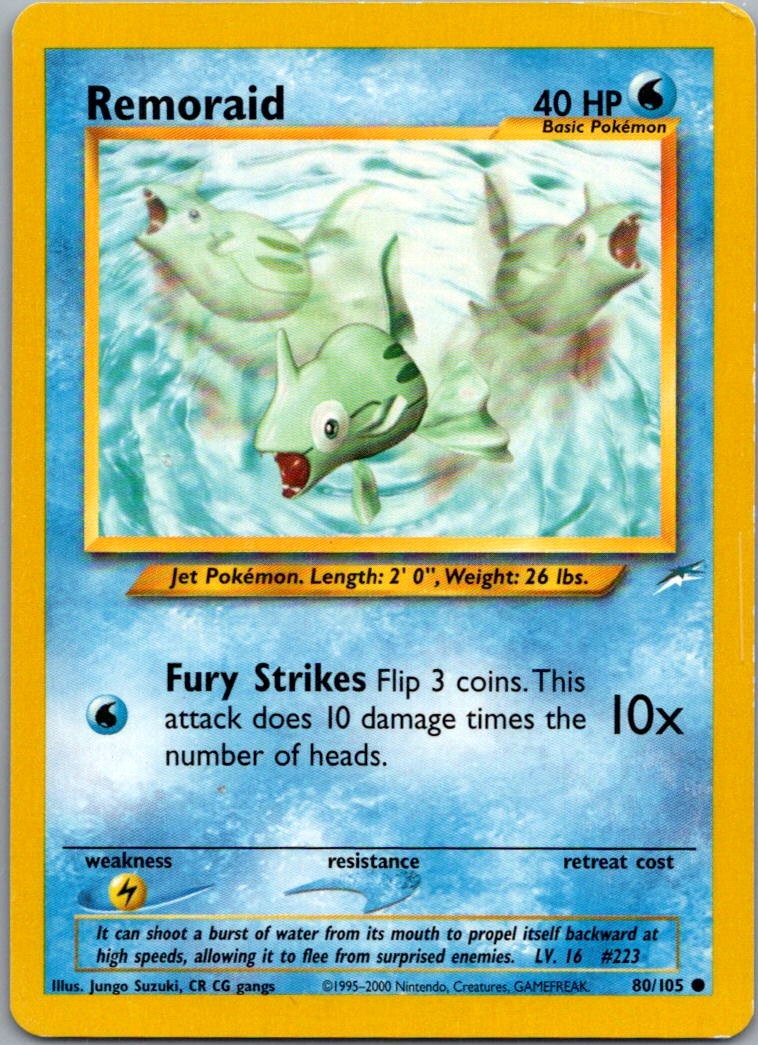 Remoraid 80/105 Common Neo Destiny Pokemon Lightly Played