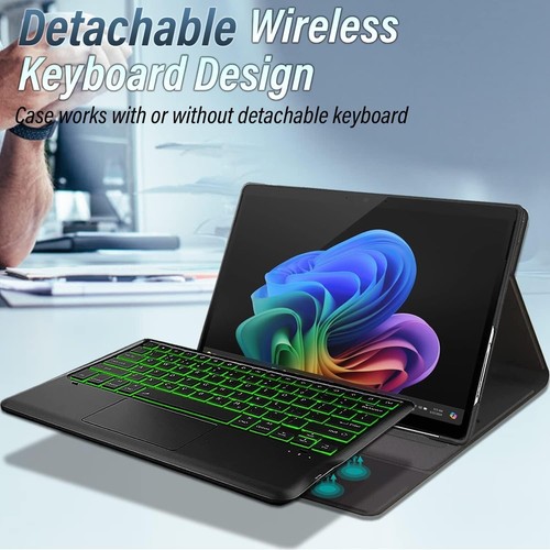 Touchpad Keyboard Case for 13 Inch Microsoft Surface Pro 11/10/9, 7 Colors Backl - Picture 3 of 8