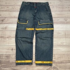 Vintage Marithe Francois Girbaud Blue Jeans Size 40 Yellow Shuttle Y2K Baggy 90s