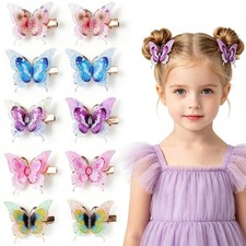 10 Pcs Glitter Butterfly Hair Clips for Girls Women Multicolor 3D Sparkly Seq...