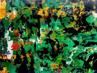 Gerhard Richter Original Gemälde Grün Deutscher Künstler Abstrakter Expressionismus G27