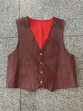Vintage Ugly Christmas Vest Red Green Plaid Unisex Shimmer Festive Holiday XXL