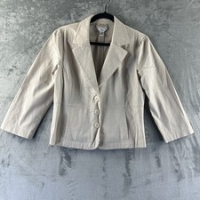 Talbots Stretch Blazer Women s 6 Tan Beige Cotton Spandex Blend