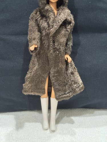 Vintage Barbie Clone Homemade Faux Fur Coat Retro Boots TLC No Doll