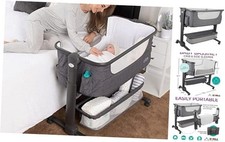 Baby Bassinet, Bedside Sleeper for Baby, Easy Folding Portable Crib with Grey