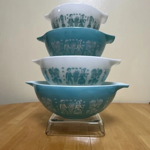 PYREX Butterprint Mixing bowl set. #444,#443,#442,#441 **Please Read**