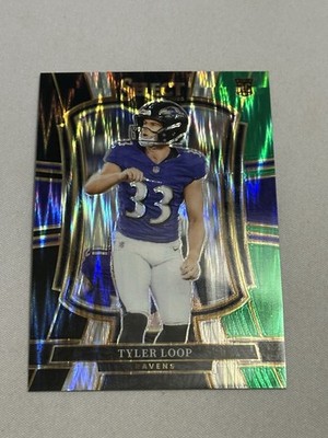 2025 Panini Select Premier Level Black and Green Shock Tyler Loop RC Ravens #161