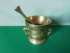alter Messing Mörser mit 2 Henkel und Stößel ANNO 1559 verziert vintage
