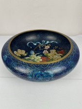 Large Chinese Cloisonne Enamel Bowl Butterfly Floral Centerpiece Chinoiserie