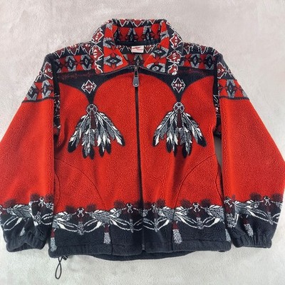 Vintage Milton Funwear Jacket Mens Large Fleece ZipUp 90s Southwestern Geometric