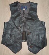 Vtg 60s 70s SKALAR Cabretta Leather Brown Vest Jacket western moto S M