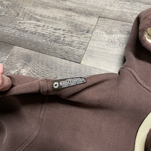 Felpa con cappuccio vintage Y2K Southpole taglia small marrone zip (cerniera rotta) foderata termicamente - Foto 6 di 9