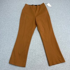 A New Day Kick Flare Pants WMNS 6 Brown High Rise Side Zip Stretch Elastic Waist