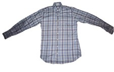 Peter Millar Men's M Plaid Woven Button-Down Shirt Blue Brown Long Sleeve