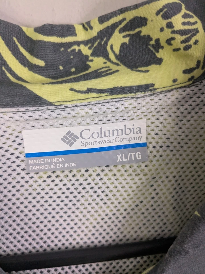 Camisa Columbia Para Hombre Extra Grande Gris Abotonada Manga Corta Floral Pesca Foto 4 de 4