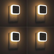 4 Pack LED Night Lights Plug In Dusk to Dawn Sensor Warm White Bedroom Bath