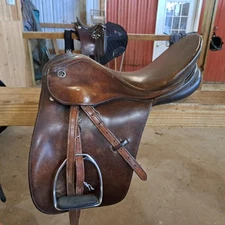 Kieffer Made In Germany Dressage Saddle Brown  17" seat stirrups and leathers