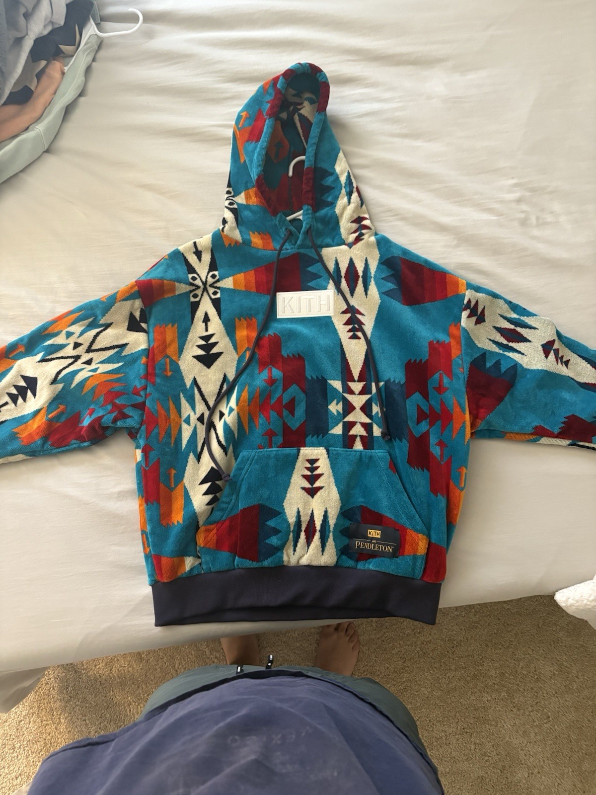 KITH x Pendleton Geometric Aztec Pattern Blue Pul… - image 3