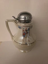 Vintage Royal Rochester Fraunfelter Golden Pheasant Porcelain Syrup  Metal Lid