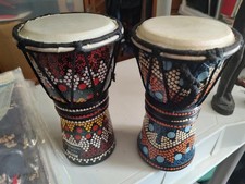 Traditional Teakwood Hand Drums - Set of 2