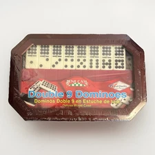 Bene Casa Double Nine Professional Dominoes Set Deluxe Wood Case Classic