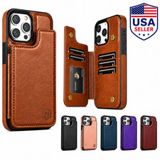 Wallet Case For iPhone 17 Pro Max 16 15 14 13 12 11 RFID Blocking Flip Cover