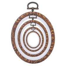 4 Pcs Embroidery Hoop Set, Imitated Wood Frames for Crafts 4 Different Oval