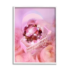 Pink Glam Gem in Cart White Framed Giclee Art Design by Ziwei Li Print