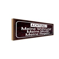 Holzschild 10X27 Cm Meine Wohnung Musik Regeln Spruch Zitat Deko Geschenk Holz S