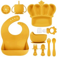 Silicone Baby Feeding Set 10 Pcs Baby Weaning Supplies Suction Bowl Divided P...