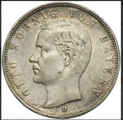 German States Bavaria 1913-D 5 marks #5756 HIGH GRADE