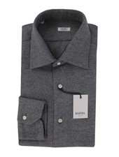  350 Barba Napoli Gray Solid Cotton Shirt - Slim - BN820243 