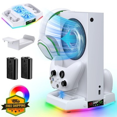 MENEEA Xbox Series S White Cooling Stand Dual Charger Fan Batteries