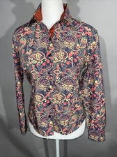 Royal Highness Equestrian Floral Paisley Print Button Long Sleeve Shirt Sz L