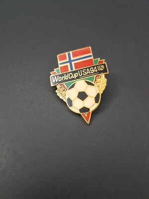 VINTAGE Team Norway Soccer Pin - 1994 World Cup by Peter David - Flag and Ball