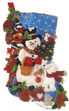 Bucilla WOODLAND SNOWMAN Original Christmas Stocking Kit Factory Direct OOP 18"