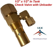AIR COMPRESSOR IN TANK CHECK VALVE 1/2" X 1/2" FLARE with Unloader
