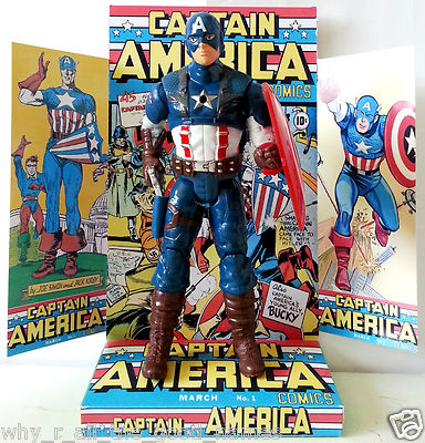 Marvel CAPTAIN AMERICA 6'' ACTION FIGURE on Custom COMIC Design Display Diarama