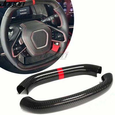 Carbon Steering Wheel Top Lower Handle Covers For Corvette C8 Stingray Coupe 20+