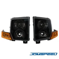 Black Crystal Headlights Fits 2006-2010 Jeep Commander 9023231 